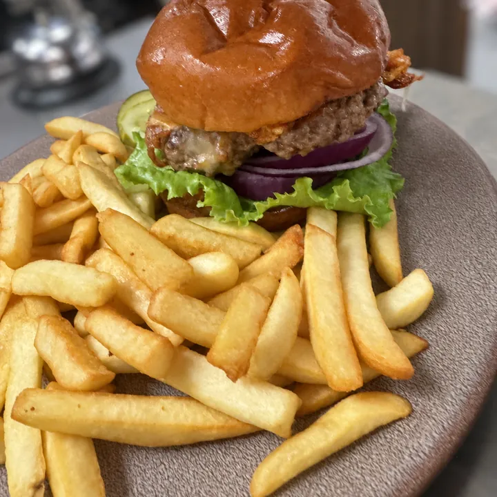 Cheeseburger with Fries at Bobola's Restaurant in Nashua NH