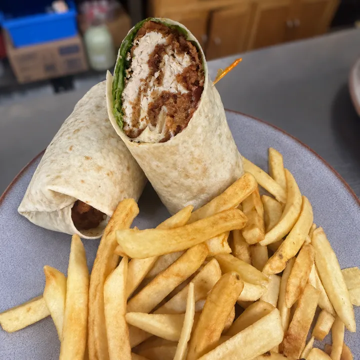 Chicken Caesar Wrap with Fries at Bobola's Restaurant in Nashua NH