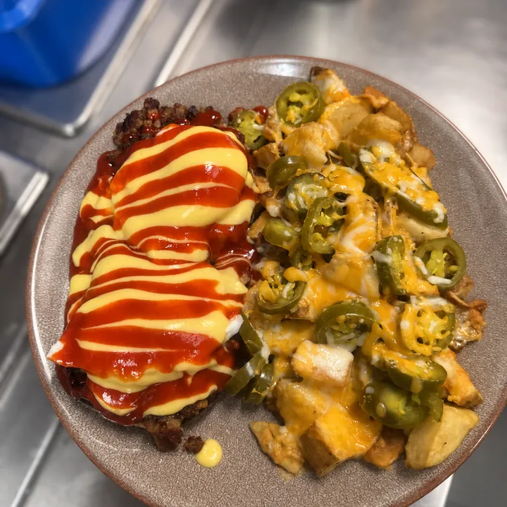 Sweet Sriracha Benedict with Jalapeno Tots at Bobola's Restaurant in Nashua NH